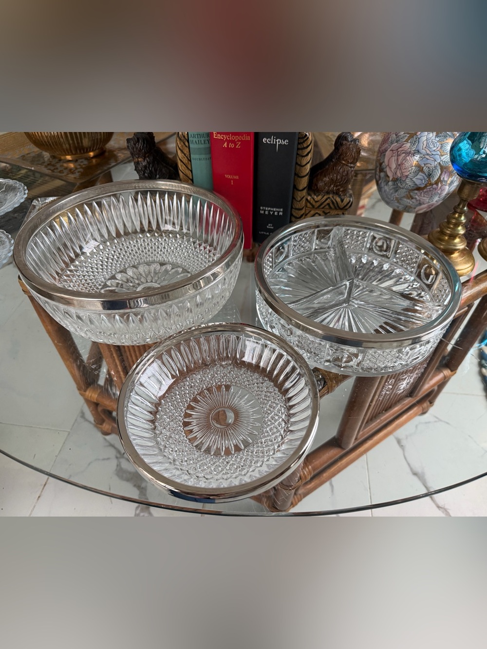 Crystal Glass Serving Bowls - Clear Cut Glass (Brand: )
